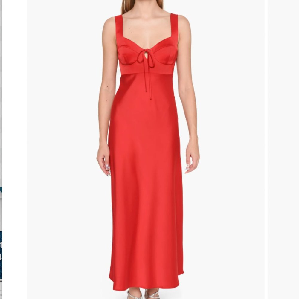 WAYF Red Siren Satin Midi Dress